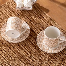 Emsan Wavy New Bone 2 Kişilik 90 ml Bej Kahve Fincan Takımı