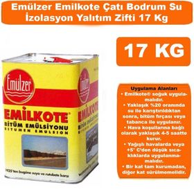 Emülzer Emilkote Bitüm Emülsiyonu 17 kg Rutubete Karşı Çatı Bodrum Su İzolasyon Yalıtım Zifti