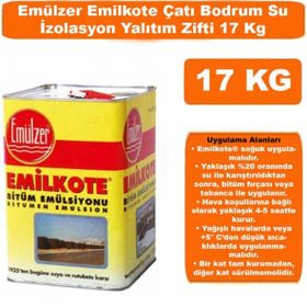 Emülzer Emilkote Bitüm Emülsiyonu 17 kg Rutubete Karşı Çatı Bodrum Su İzolasyon Yalıtım Zifti