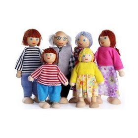 En Havalı 6 Adet Ahşap Minyatür Bebekler Aile Seti