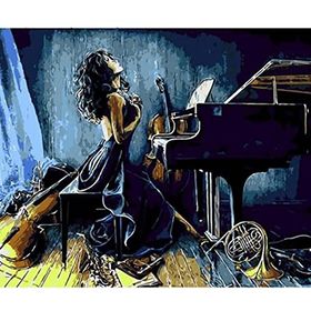 Ena Butik 50x65 cm Müzik ve Kadın Sayılarla Boyama Seti Rulo Duvar Sticker