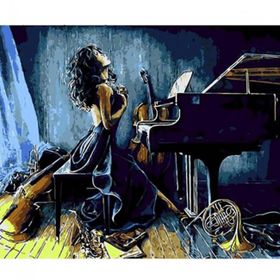 Ena Butik 50x65 cm Müzik ve Kadın Sayılarla Boyama Seti Rulo Duvar Sticker