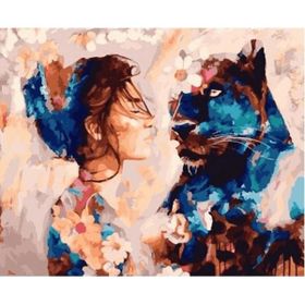 Ena Butik 70x90 cm Kadın ve Panter Sevgisi Sayılarla Boyama Seti Rulo Duvar Sticker
