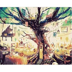 Ena Butik 90x110 cm Gizemli Ağaç Sayılarla Boyama Seti Rulo Duvar Sticker