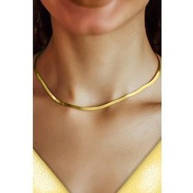 ENCİLİ SİLVER 925 Ayar Gümüş İtalyan Yassı Model Kadın Gold Renk Zincir Kolye