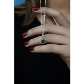 ENCİLİ SİLVER 925 Ayar Gümüş Mistik Topaz Taşlı Model Kadın Kolye
