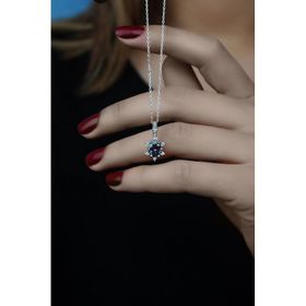 ENCİLİ SİLVER 925 Ayar Gümüş Mistik Topaz Taşlı Model Kadın Kolye