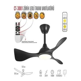 End Cata 3 Renk Işıklı 40 W Tavan Vantilatör