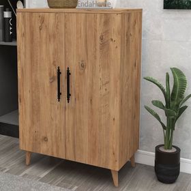 Enda Home 97x65x32 cm 3 Raflı 2 Kapaklı Çam Çok Amaçlı Dolap