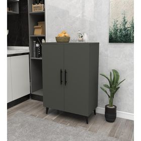 Enda Home Collection 3 Raflı 2 Kapaklı Antrasit Çok Amaçlı Dolap