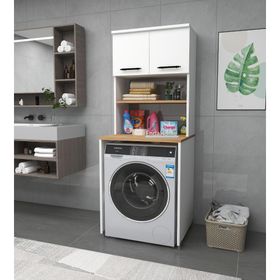 Enda Home Collection 3 Raflı Kapaklı Banyo Dolabı Beyaz Çamaşır Makinesi Dolabı