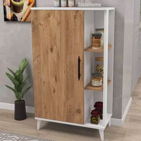 Enda Home Collection 6 Raflı Kapaklı 97x65x32 CM Çam Beyaz Çok Amaçlı Dolap
