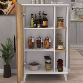 Enda Home Collection 6 Raflı Kapaklı 97x65x32 CM Çam Beyaz Çok Amaçlı Dolap