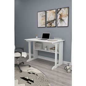 Enda Home Pillar Kütüphaneli 100x56 cm Beyaz Geniş Çalışma Masası
