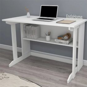 Enda Home Pillar Kütüphaneli 100x56 cm Beyaz Geniş Çalışma Masası