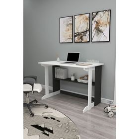 Enda Home Pillar Kütüphaneli 100x56 cm Beyaz Geniş Çalışma Masası