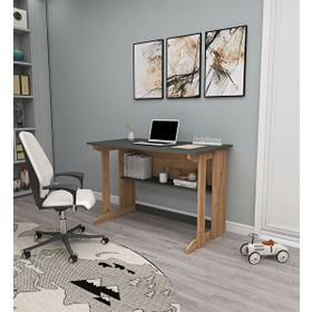 Enda Home Pillar Kütüphaneli Geniş 100x56 cm Çam Antrasit Çalışma Masası