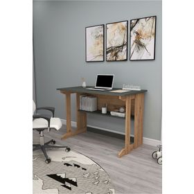 Enda Home Pillar Kütüphaneli Geniş 100x56 cm Çam Antrasit Çalışma Masası