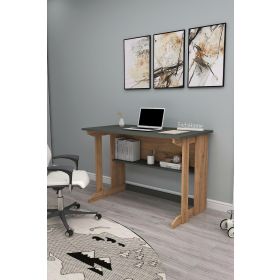 Enda Home Pillar Kütüphaneli Geniş 100x56 cm Çam Antrasit Çalışma Masası