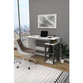 Enda Home Star-e 2 100x56 cm Antrasit Beyaz Raflı Kütüphaneli Çalışma Masası