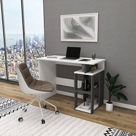 Enda Home Star-e 2 100x56 cm Antrasit Beyaz Raflı Kütüphaneli Çalışma Masası