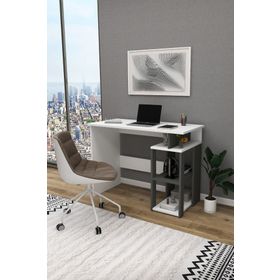 Enda Home Star-e 2 100x56 cm Antrasit Beyaz Raflı Kütüphaneli Çalışma Masası