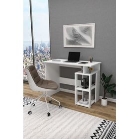 Enda Home Star-e 2 100x56 cm Antrasit Beyaz Raflı Kütüphaneli Çalışma Masası