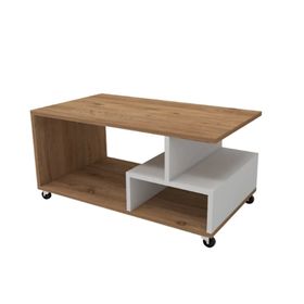 Enda Home Sultan 86,5x50 cm Çam Beyaz Tekerli Orta Sehpa