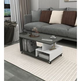 Enda Home Sultan Tekerli 86,5x50 cm Antrasit Beyaz Orta Sehpa