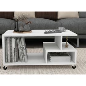 Enda Home Sultan Tekerli 86,5x50 cm Beyaz Orta Sehpa