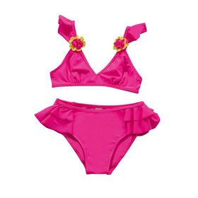 Endeep Aksesuar Detaylı Volanlı Pembe Bikini Takımı