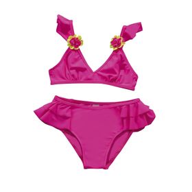 Endeep Aksesuar Detaylı Volanlı Pembe Bikini Takımı