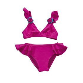 Endeep Aksesuar Detaylı Volanlı Pembe Bikini Takımı
