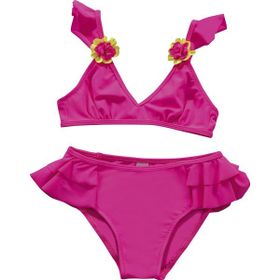 Endeep Aksesuar Detaylı Volanlı Pembe Bikini Takımı