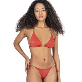 Endeep EP22071 Kadın Zincir Aksesuarlı Üçgen Kırmızı Bikini Takımı