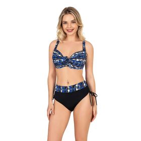 Endeep Kadın Büyük Beden Balenli Mavi Desenli Bikini Takımı
