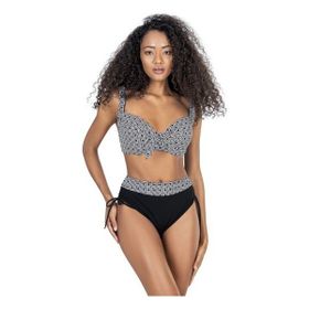 Endeep Kadın Büyük Beden Siyah Beyaz Desenli Bikini Takımı