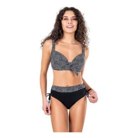 Endeep Kadın Büyük Beden Siyah Beyaz Desenli Bikini Takımı