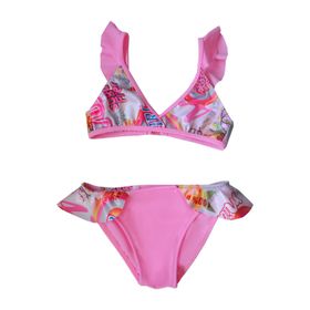 Endeep Kız Çocuk Parlak Desenli Volanlı Bikini Takımı