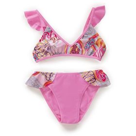 Endeep Kız Çocuk Parlak Desenli Volanlı Bikini Takımı