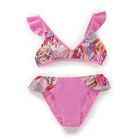 Endeep Kız Çocuk Parlak Desenli Volanlı Bikini Takımı