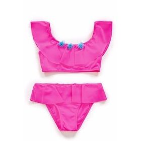 Endeep Kız Çocuk Volanlı Aksesuarlı Pembe Bikini Takımı