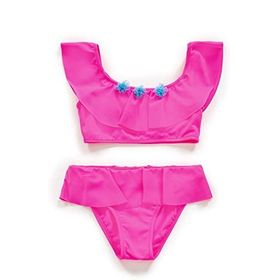 Endeep Kız Çocuk Volanlı Aksesuarlı Pembe Bikini Takımı