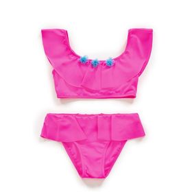 Endeep Kız Çocuk Volanlı Aksesuarlı Pembe Bikini Takımı