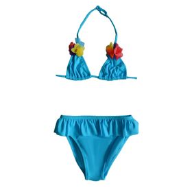 Endeep Mavi Fırfırlı Üçgen Bikini Takımı