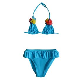 Endeep Mavi Fırfırlı Üçgen Bikini Takımı