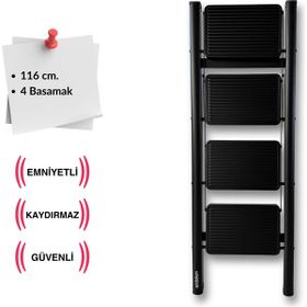 Endokon 4 Basamaklı Siyah Çelik Katlanır Merdiven