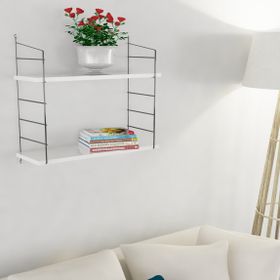 Endpa Armoni Siyah Beyaz Dikdörtgen 2 Raflı Salon Dekoratif Raf Seti