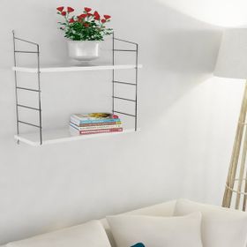 Endpa Armoni Siyah Beyaz Dikdörtgen 2 Raflı Salon Dekoratif Raf Seti