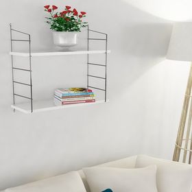 Endpa Armoni Siyah Beyaz Dikdörtgen 2 Raflı Salon Dekoratif Raf Seti